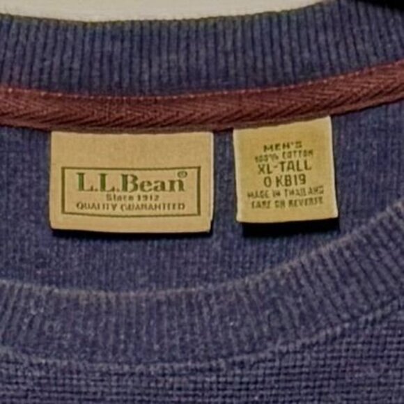 L.L. Bean Mens XL Tall Navy Blue Cotton Long Sleeve Crewneck Textured Sweatshirt - Picture 2 of 6